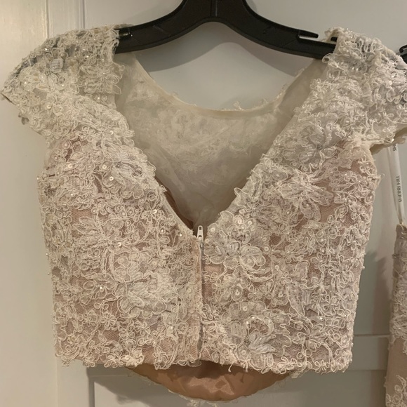 Sherri Hill Ivory lace two piece Wedding Prom Homecoming gown Style# 51013 - Picture 15 of 16